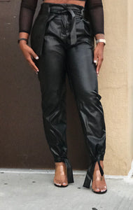 Leatherette Pants with Tie