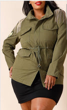 Plus Military Jacket with Chain Fringe Shoulder