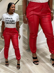 Foxxy Faux Leather Jogger